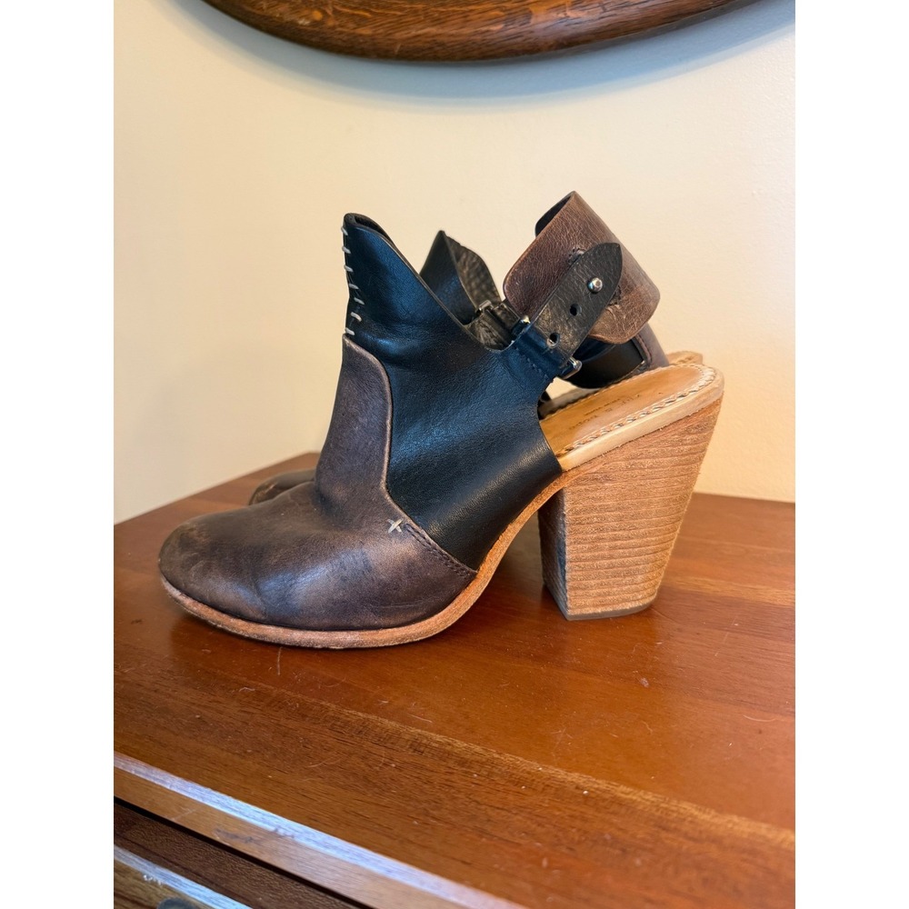 Rag & Bone New York Leather Ankle Strap Mule Heel Booties - Size US 8